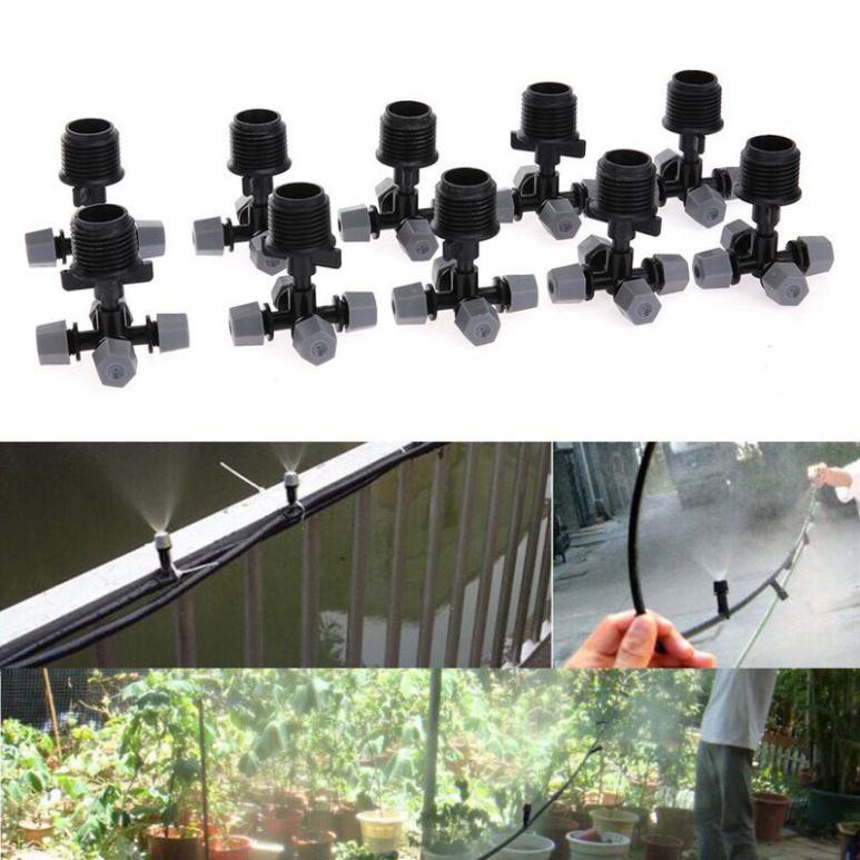 Bộ 10 Béc Phun Sương 4 tia màu xám