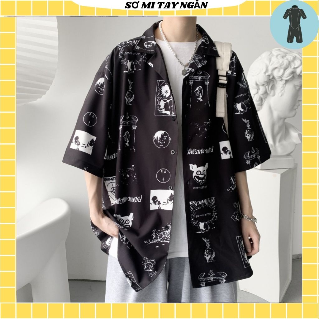 Áo sơ mi ngắn tay from rộng unisex nam nữ , sơ mi nam nữ vải voan lụa mịn mát free size 40kg - 70kg