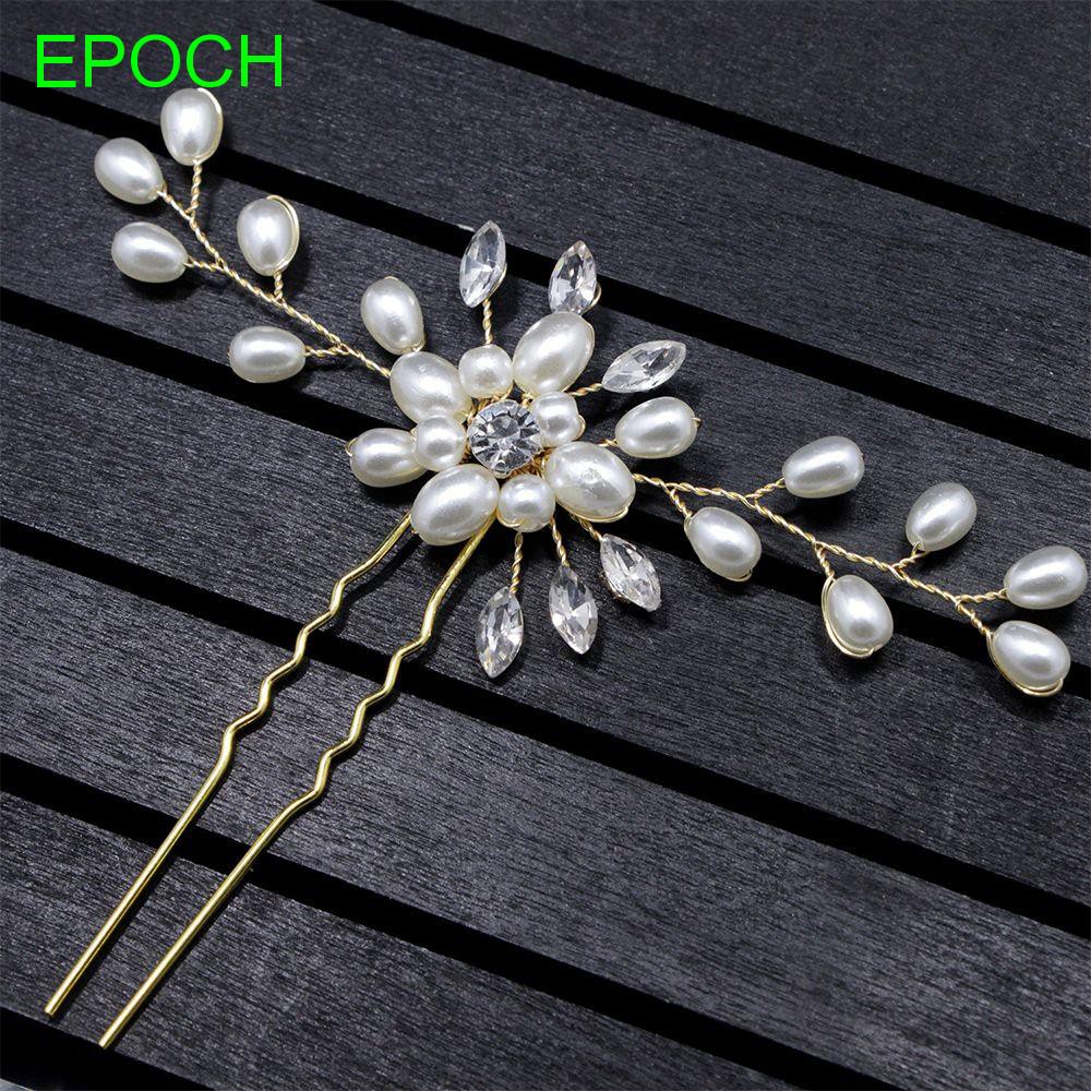 Kẹp tóc phù dâu hình chữ U thiết kế hoa pha lê dự tiệc/sinh nhật