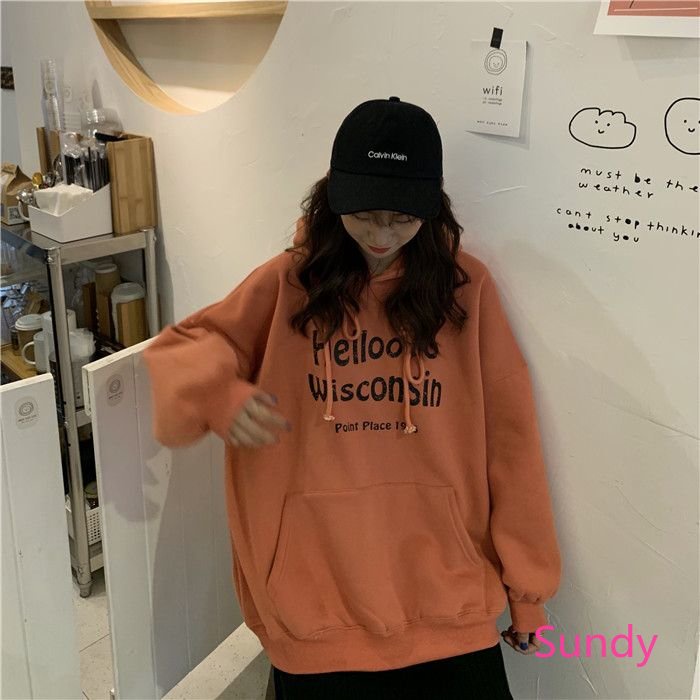 Áo Hoodie Thu Đông Tay Dài Dày Dặn Plus Size Phong Cách Hàn Quốc Cho Nữ