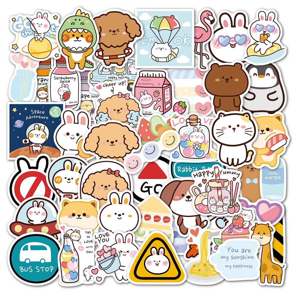 Set 50 Miếng Dán Hình Động Vật Dễ Thương Dùng Để Trang Trí