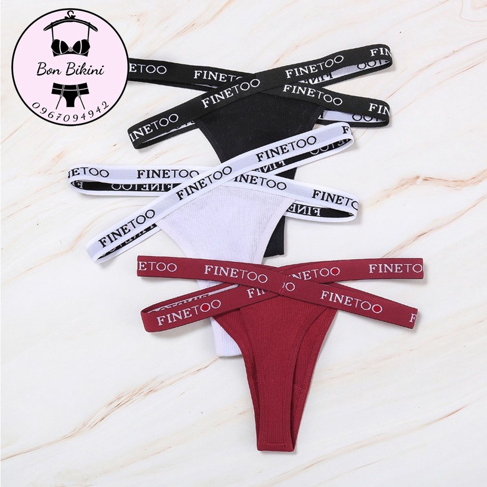 QUẦN LÓT LỌT KHE CẠP CHÉO FINETOO  GỢI CẢM - THONG CHẤT LIỆU COTTON THẤM HÚT THOÁNG MÁT Q076