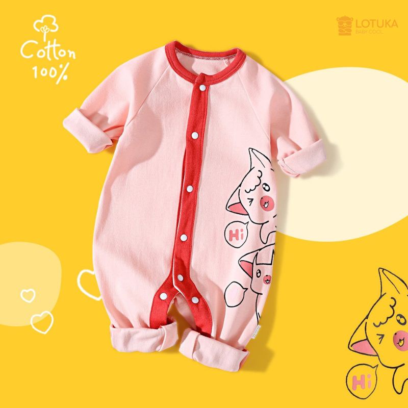 Body dài tay cho bé trai, bé gái dễ thương, bộ liền thân cho bé sơ sinh, bodysuit LOTUKA size 3-12kg
