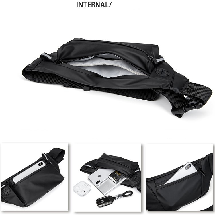 Túi Đeo Chéo Nam Nữ Unisex Thời Trang Chống Nước Vải Đen Yourwish TD23 Túi Bao Tử Trượt Nước Đeo Hông Lưng Bụng Basic