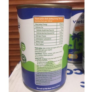 Nước Cốt Dừa Organic Vietcoco lon 400ml