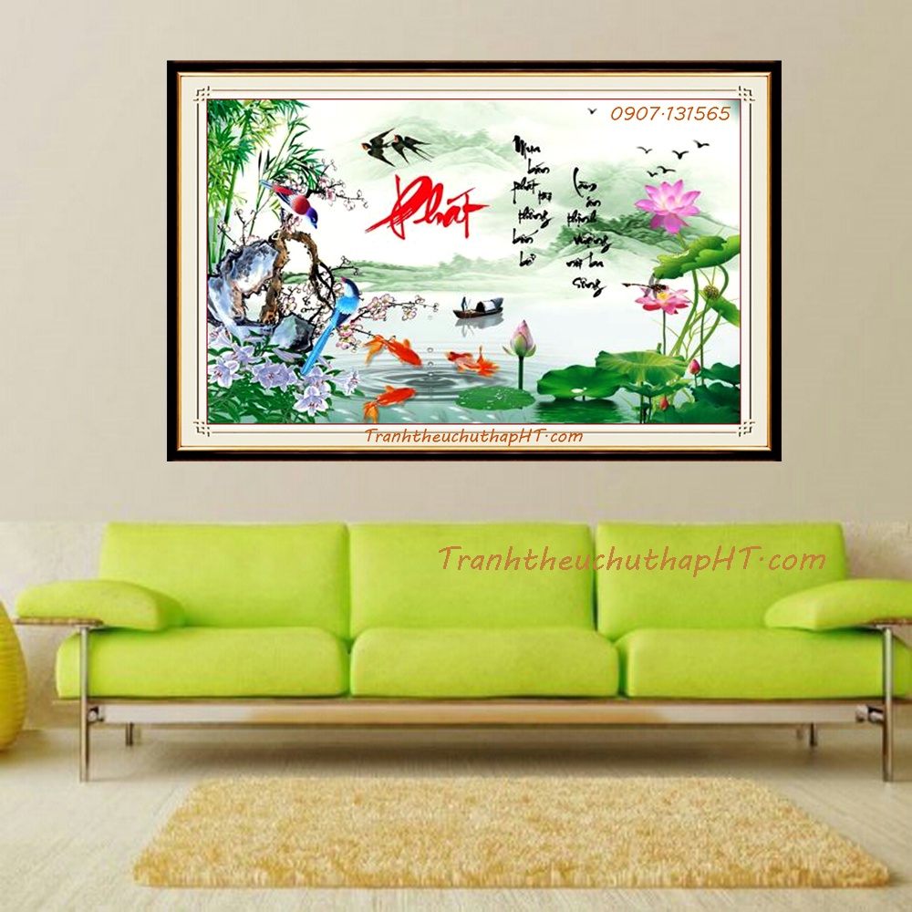 Tranh thêu chữ thập - Tranh đính đá Chữ Phát VS437: 100*65cm - tự đính