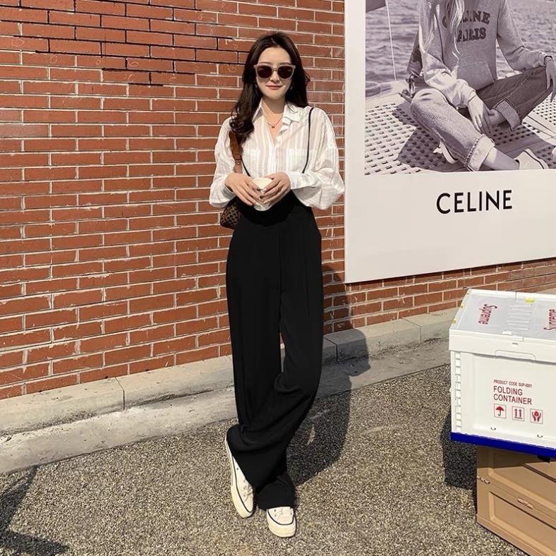 Quần yếm vải ống rộng NN010, quần yếm dây ống suông ulzzang cho nữ