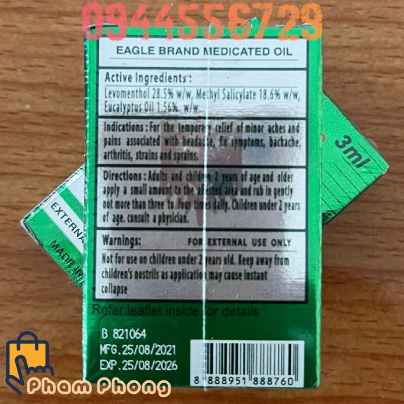 Dầu gió xanh SINGAPORE 3ml