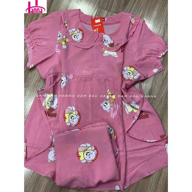 [SIZE 70-100KG] Đồ bộ bầu lửng bigsize cho bầu v1 120cm có lưng thun điều chỉnh, vải lụa mềm mát co dãn nhẹ thoáng mát