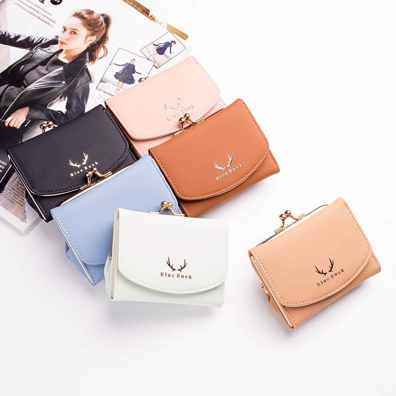 Women's Mini Wallet Antlers Pattern Coin Cartoon Leather PU Wallet