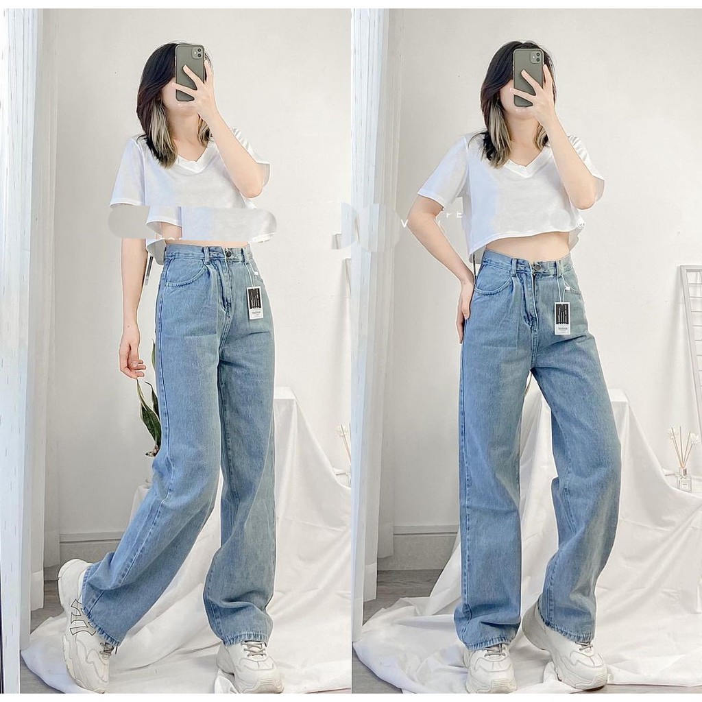 [ NY26 ] QUẦN JEAN ỐNG RỘNG NỮ LƯNG CAO MÀU XANH NHẠT CAO CẤP UTI ĐỦ SIZE S, M, L SIÊU CÁ TÍNH BẬT TAN PHONG CÁCH
