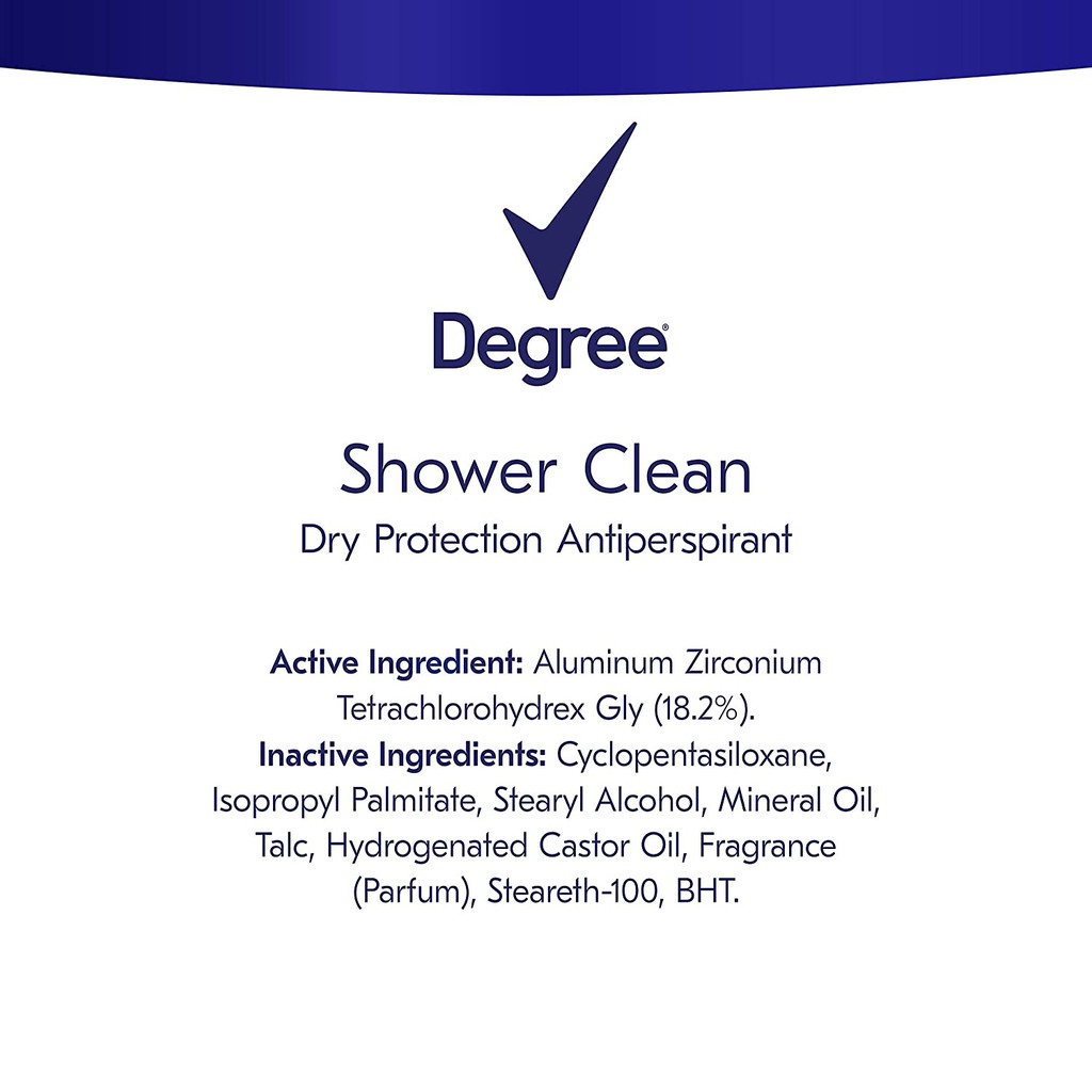 Lăn sáp khử mùi nữ Degree Dry Protection Anti-Perspirant &amp; Deodorant Shower Clean 74g (Mỹ)