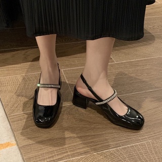 Giày Sandal Nữ Gót 5cm Dây Quai Đá