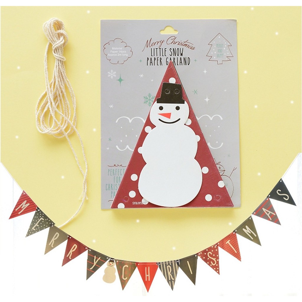 Dây cờ trang trí giáng sinh trang trí Noel chữ Merry Christmas Tam Giác Snowman