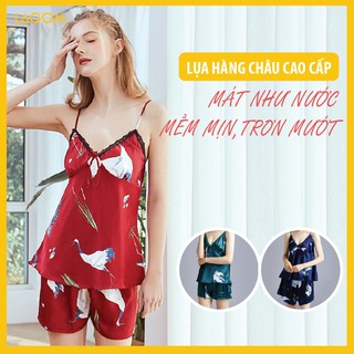 Bộ Ngủ 2 Dây Lụa Cao Cấp Mát, Mềm, Mịn
