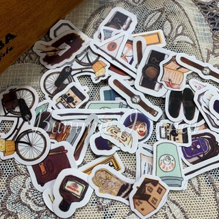 Set 20 sticker đồ vật cổ điển ngẫu nhiên trang trí sổ journal, junk journal, scrapbook