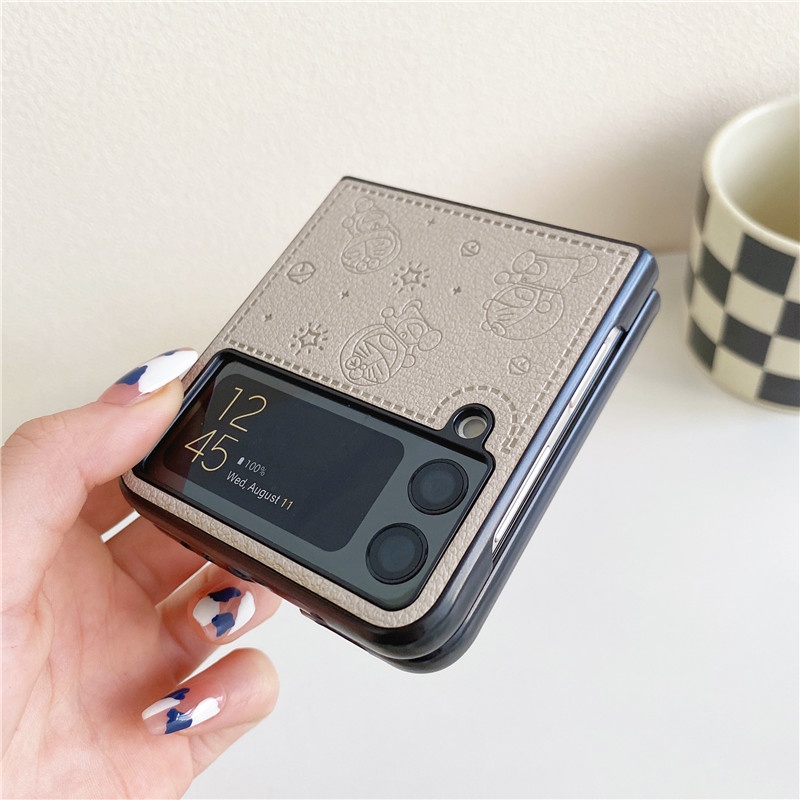 Ốp Điện Thoại Da PU Chống Sốc Hình Doraemon Dễ Thương Cho Samsung Galaxy Z Flip 4 3 2 1 Z Flip3 5G