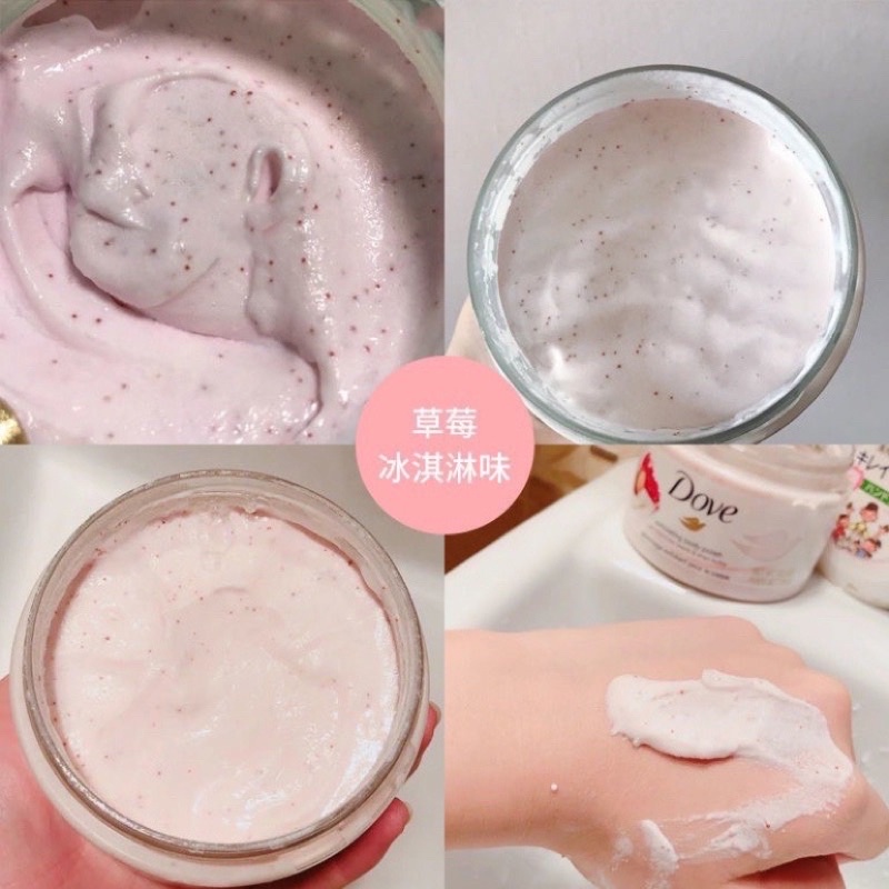Tẩy Da Chết Toàn Thân Dove - Hàng Chính Hãng - Mùi Lựu, Kiwi, Macca - Mềm mịn da, không bị rát, sáng da TDC body