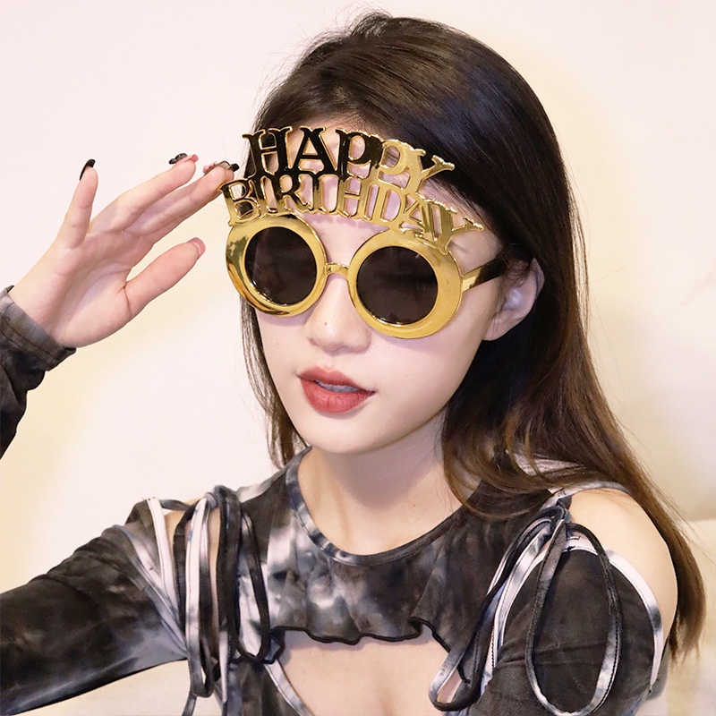 Mới Mắt Kính Gọng Chữ happy birthday Mạ Điện Vui Nhộn Thời Trang Cùng Xu Hướng Dùng Làm Đạo Cụ Chụp Ảnh Tiệc Sinh Nhật