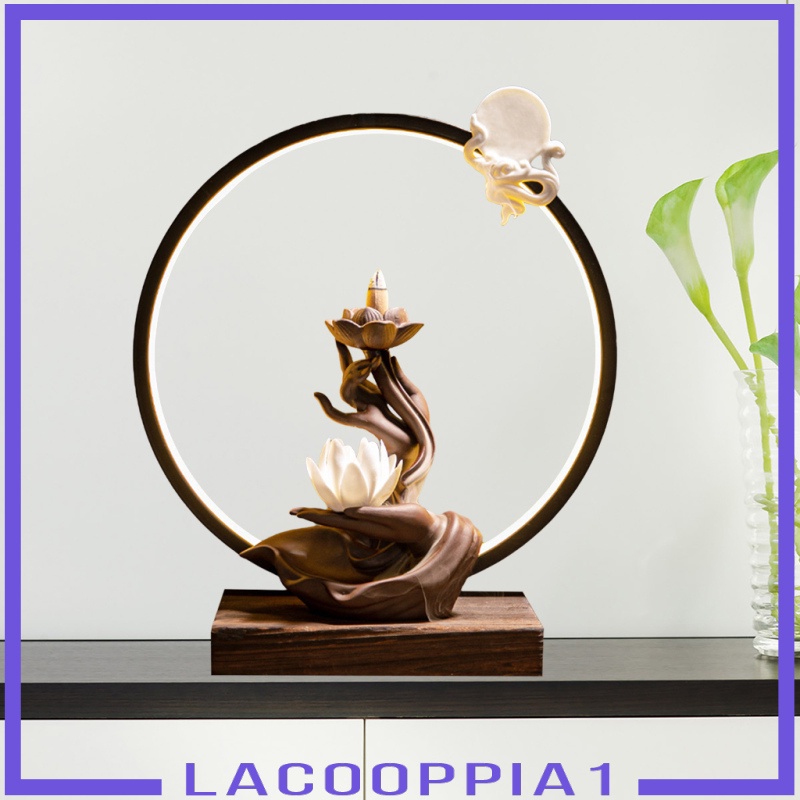 [LACOOPPIA1] Ceramic Backflow Waterfall Incense Burner LED Light