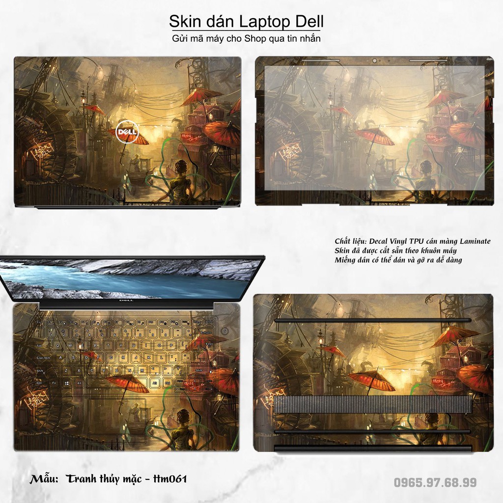 Skin dán Laptop Dell in hình Tranh thủy mặc nhiều mẫu 3 (inbox mã máy cho Shop)