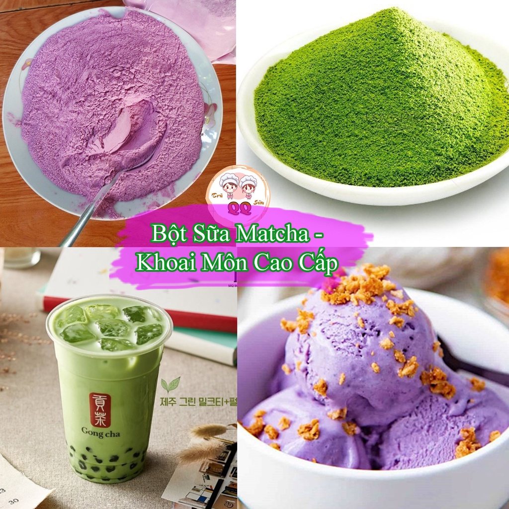 Bột sữa Matcha Khoai môn QQ pha sẵn cao cấp pha 4 lít - Bột sữa khoai môn cao cấp hàng loại 1