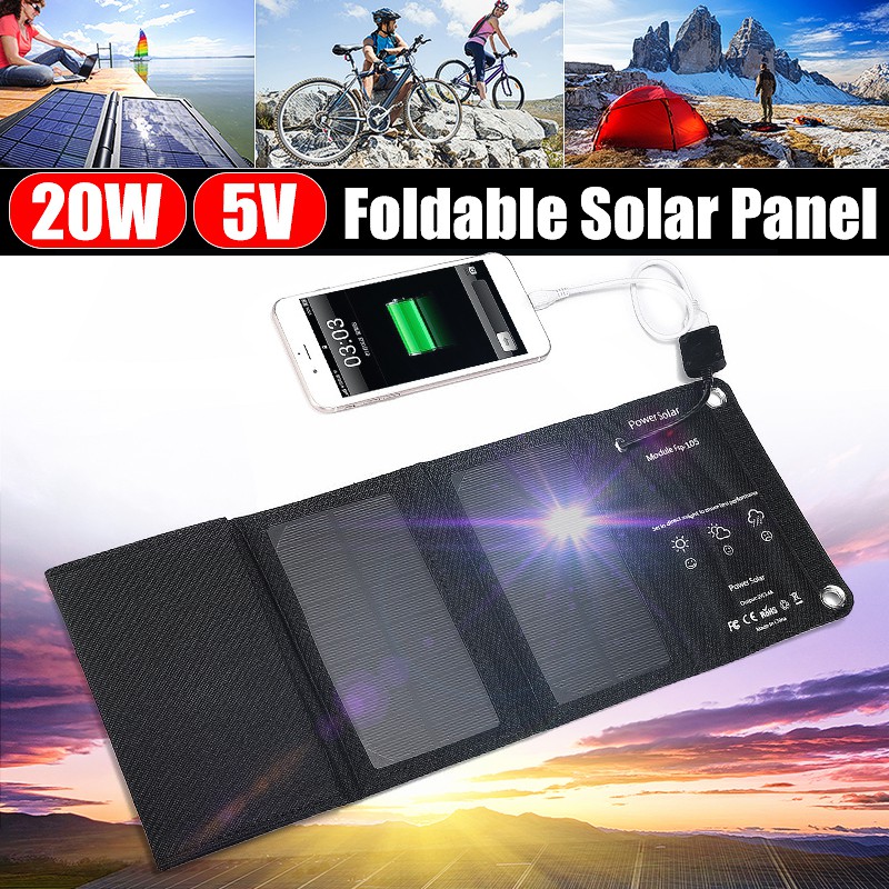 Tấm Sạc Pin Năng Lượng Mặt Trời Chống Thấm Nước Gấp Được Cổng usb Dành Cho Điện Thoại 20w