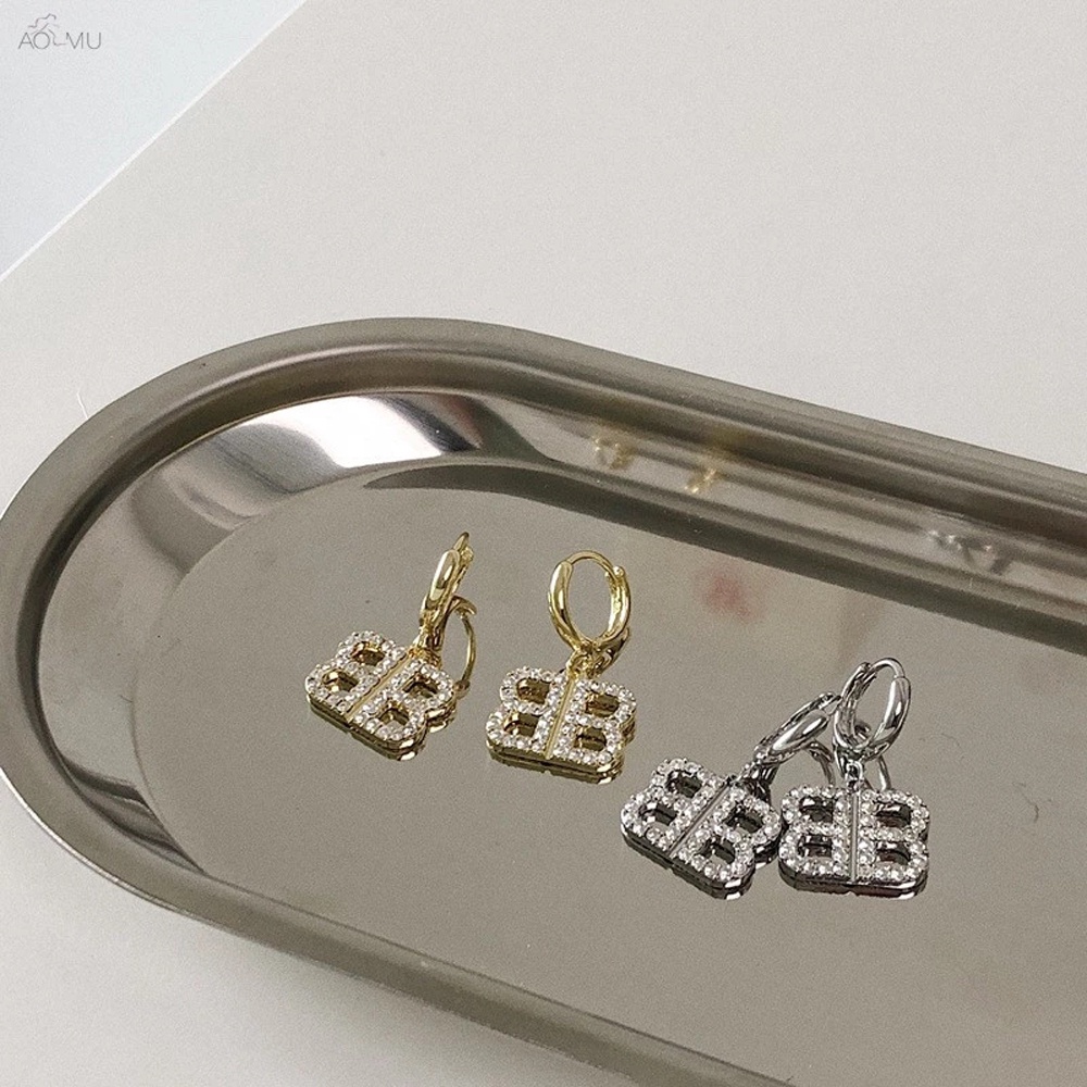 Bông tai hình chữ B phong cách cổ điển thời trang