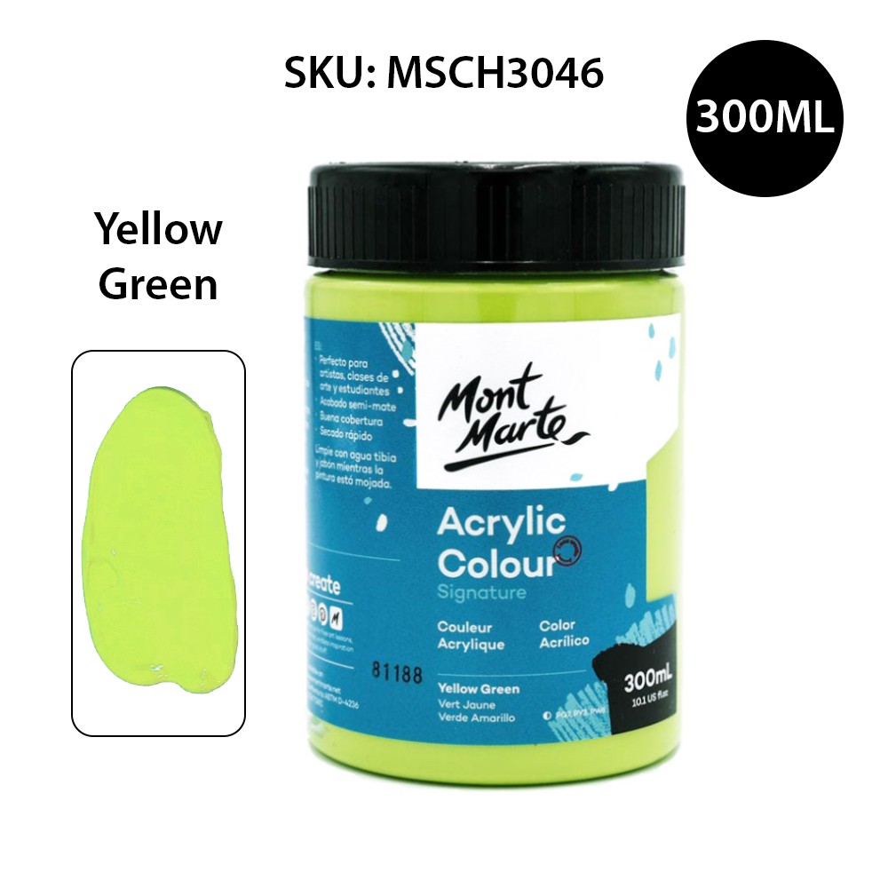 Màu Acrylic Mont Marte 300ml - Yellow Green - Acrylic Colour Paint Signature 300ml (10.1oz) - MSCH3046