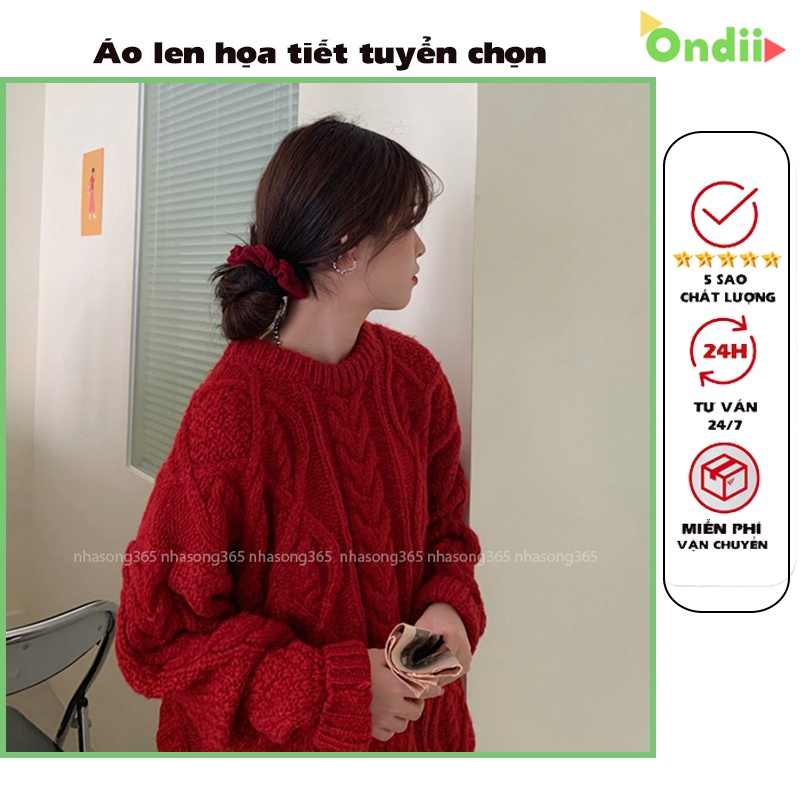 ÁO LEN HỌA TIẾT DÁNG HÀN FREESIZE, hàng tuyển chọn Ondii