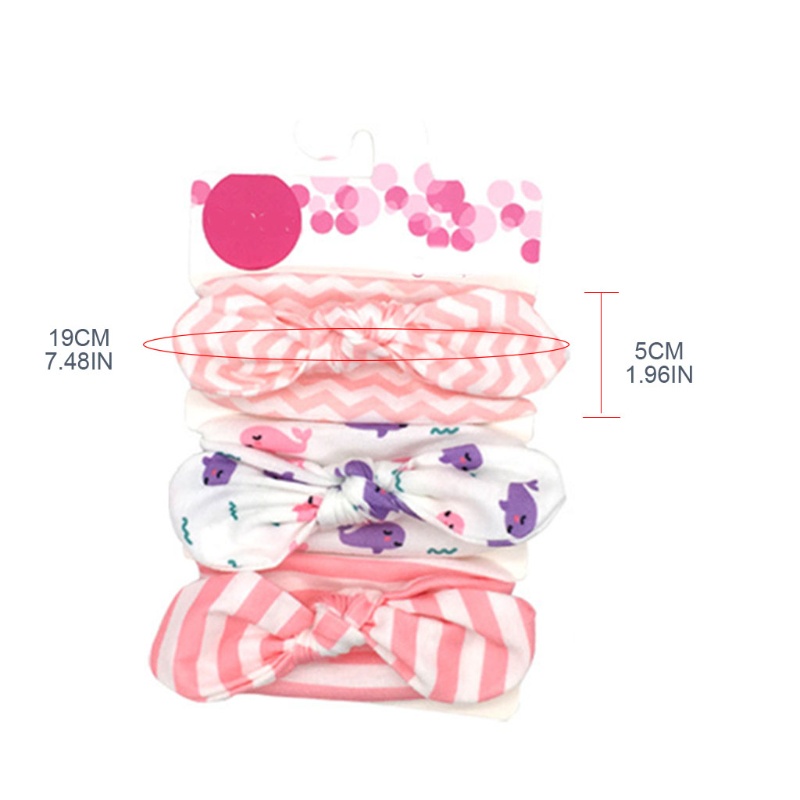 Bộ 3 Băng Đô Cotton Co Giãn Đính Nơ Dễ Thương Cho Bé Gái