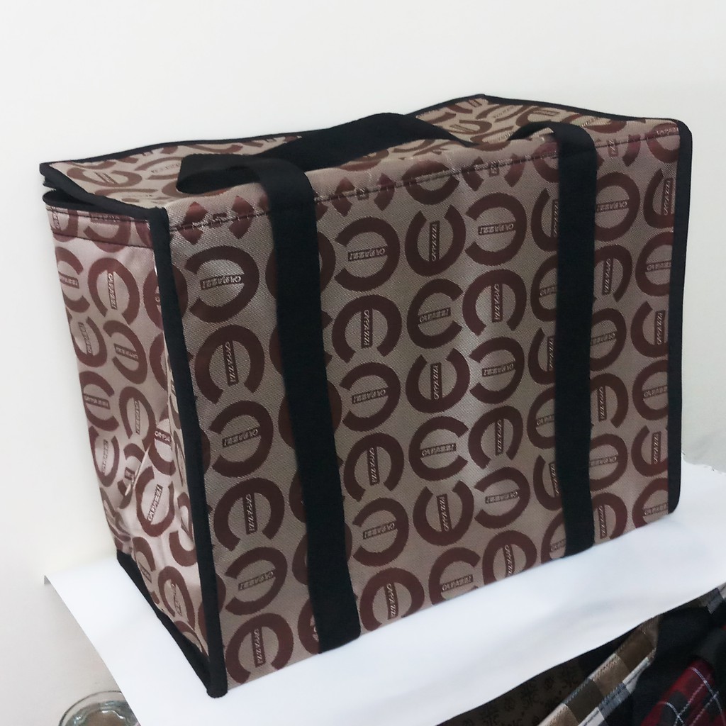 Túi giữ nhiệt loại lớn hình hộp lớn, túi giao hàng có dây đai may vòng qua đáy, vải bố dầy 40x22cm cao 30cm. Tx90dv