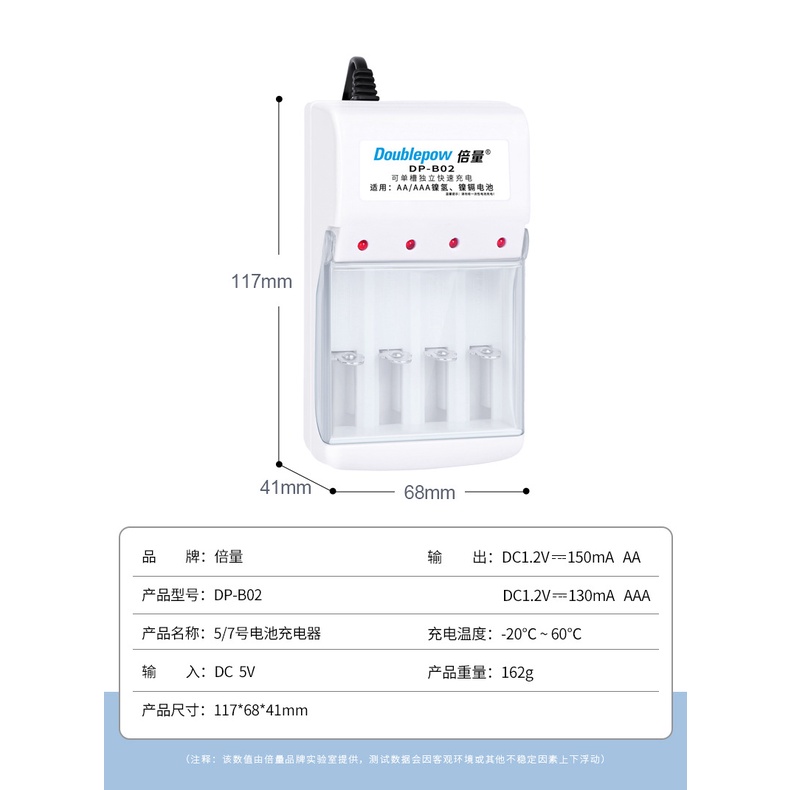 Combo Bộ sạc kèm pin tiểu AA AAA sạc lại Doublepow chính hãng