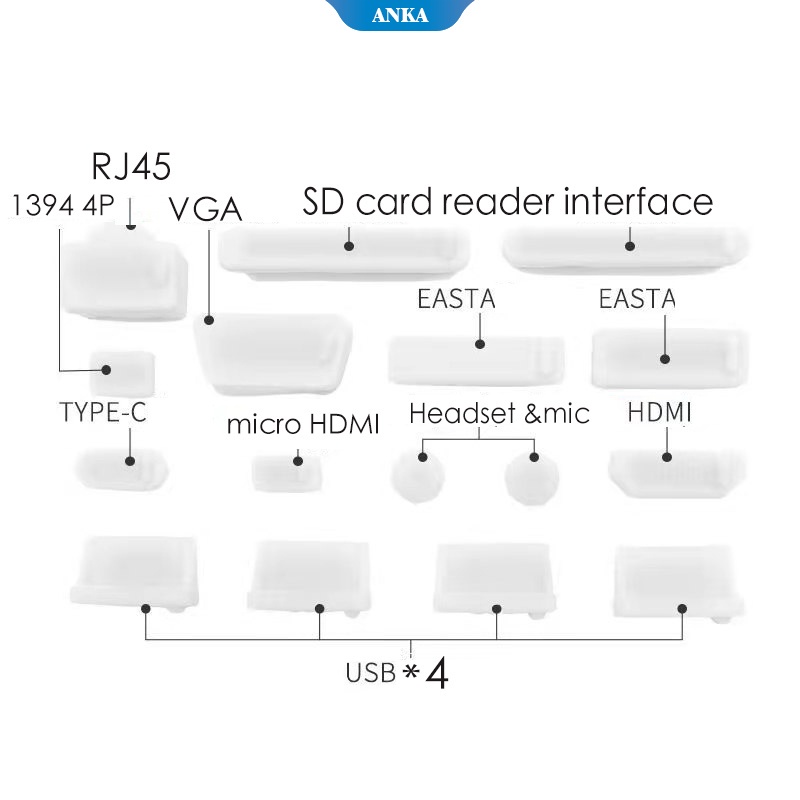 1 bộ 16 nút silicon chống bụi cho cổng USB 2.0/3.0 máy tính