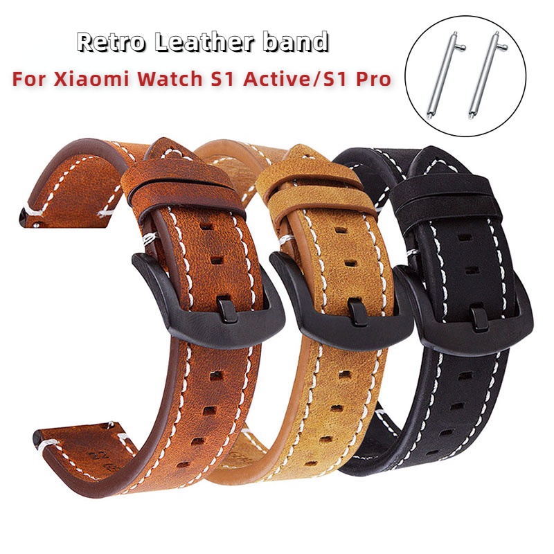 Dây Đeo Tay Bằng Da Cao Cấp 20mm 22mm Cho Đồng Hồ Thông Minh Xiaomi Watch S1 Active / MI Watch Color 2 MI S1 Pro