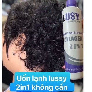 thuốc uốn lạnh Lusy Collagen không cần dập 500ml AZ008 ,thuốc uốn tóc tại nhà, tặng kẹp càng cua, bịt tai