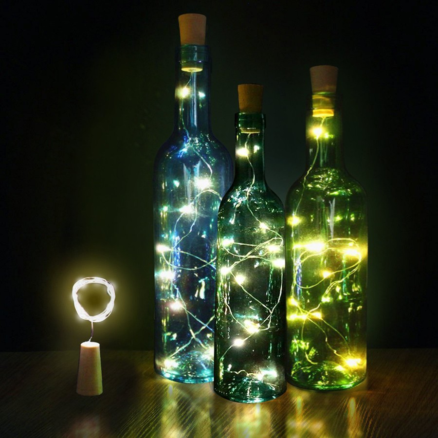 Combo Dây đèn Led trang trí hình nút chai 2m dùng pin (Các màu) - Bảo hành 1 năm