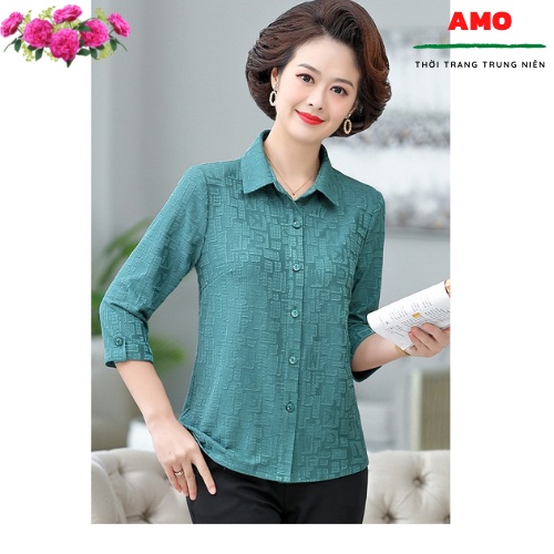 ÁO SƠ MI TRUNG NIÊN NGƯỜI GIÀ CAO CẤP CHO MẸ, CHO BÀ ô vuông hàng hiệu