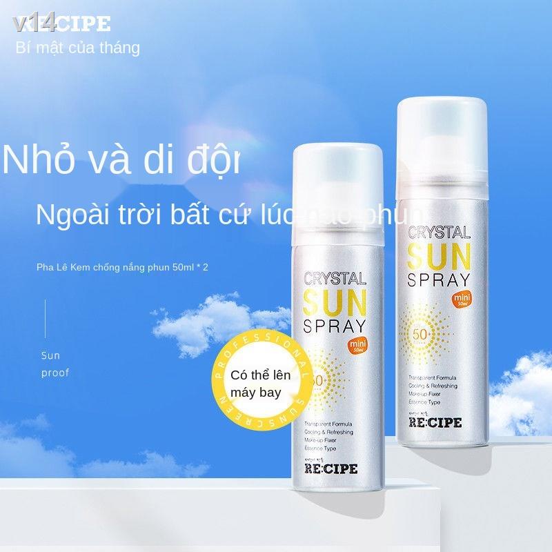 ▧◇Yuezhi s Secret Crystal Sunscreen Spray spf50 + Không thấm nước, làm mới, chống tia cực tím, cách ly cơ thể màu và tro