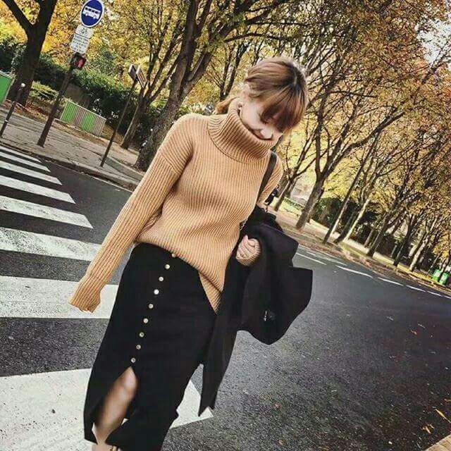 Chân váy len dáng dài,xẻ trước, khuy đính có sẵn 4 màu | BigBuy360 - bigbuy360.vn