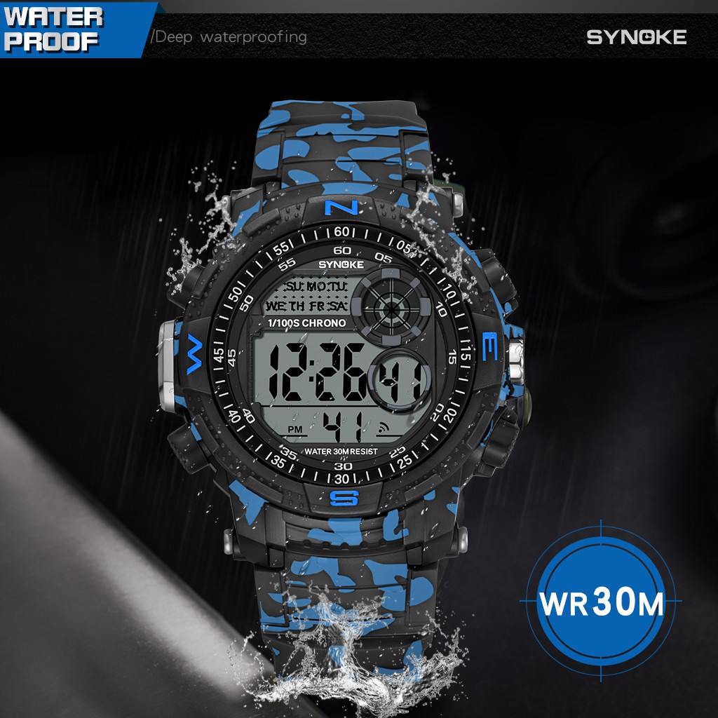 Đồng hồ điện tử thể thao thời trang trang nam cá tính dây nhựa cao cấp SYNOKE PKHRSNK013 (53 mm) | BigBuy360 - bigbuy360.vn