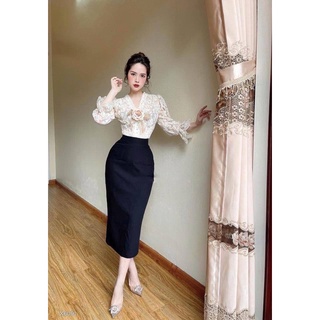 ÁO PEPLUM REN CỔ V