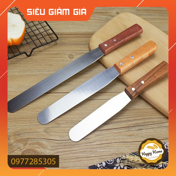 Dao chà láng bánh kem bằng thép không gỉ lưỡi thẳng cán gỗ 6 inch, 8 inch,10 inch