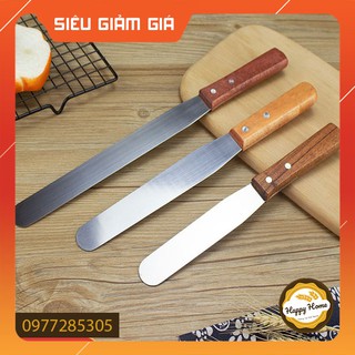 Dao chà láng bánh kem bằng thép không gỉ lưỡi thẳng cán gỗ 6 inch, 8 inch,10 inch