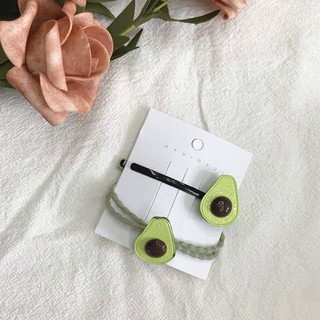Set dây chun buộc tóc và cặp tóc quả bơ - Phụ kiện cột tóc