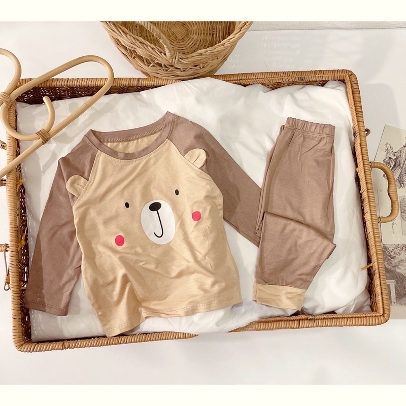 Bộ quần áo dài tay tai thú đáng yêu - Bộ Dài Tay Bé Trai Bé Gái K038