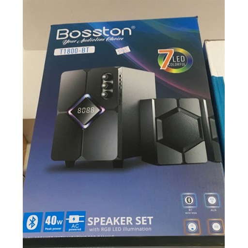 Loa 2.1 Bosston T1800 có bluetooth, sử dụng nguồn 220V, có led nổi bật, trang bị thêm cổng USB, thẻ nhớ