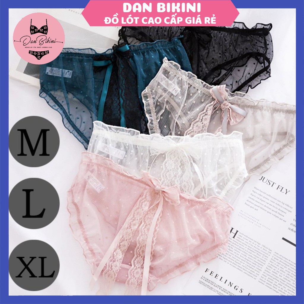Quần Lót Nữ Ren Sexy Cao Cấp mềm mại chấm bi đính nơ điệu đà gợi cảm mẫu C883