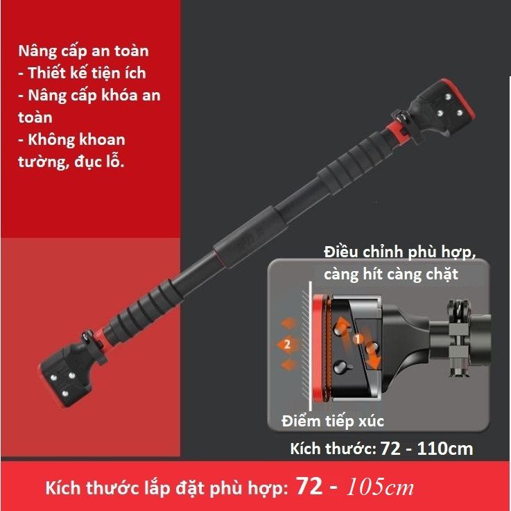 Xà đơn treo tường, gắn tường 2021 điều chỉnh 72cm-110cm và 93cm-140cm nặng 2kg, 2.8kg -VivaSports-Mẫu TG02