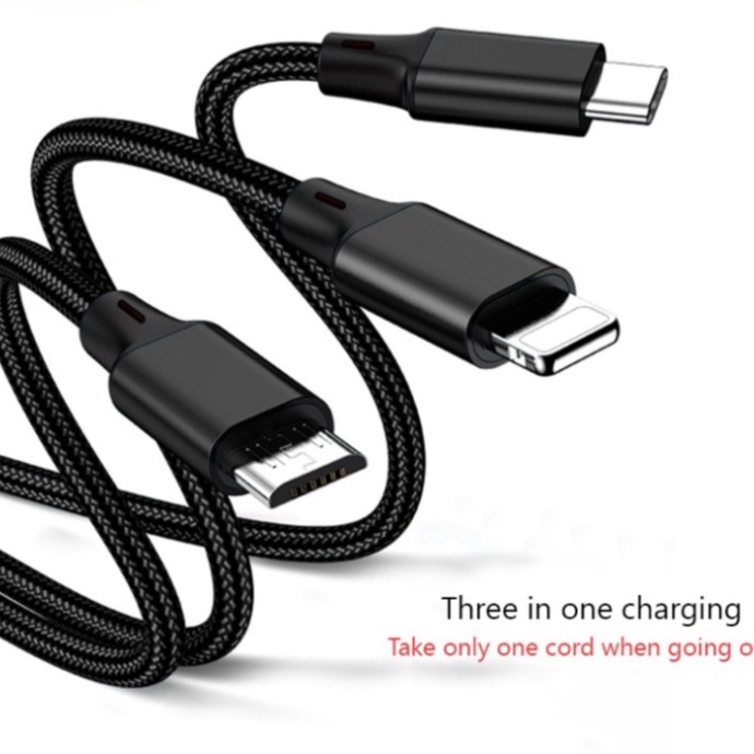 Cáp sạc đa năng 3 trong 1 dây dù chống đứt NY04 - Hàng chính hãng ZUZG
